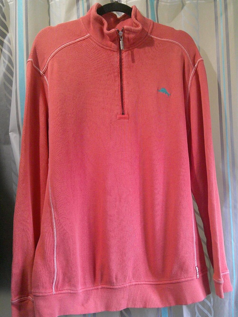 "Tommy Bahama" Relax Tobago 1/2 Zip Pullover Sweatshirt Marlin Red Sunset Man L